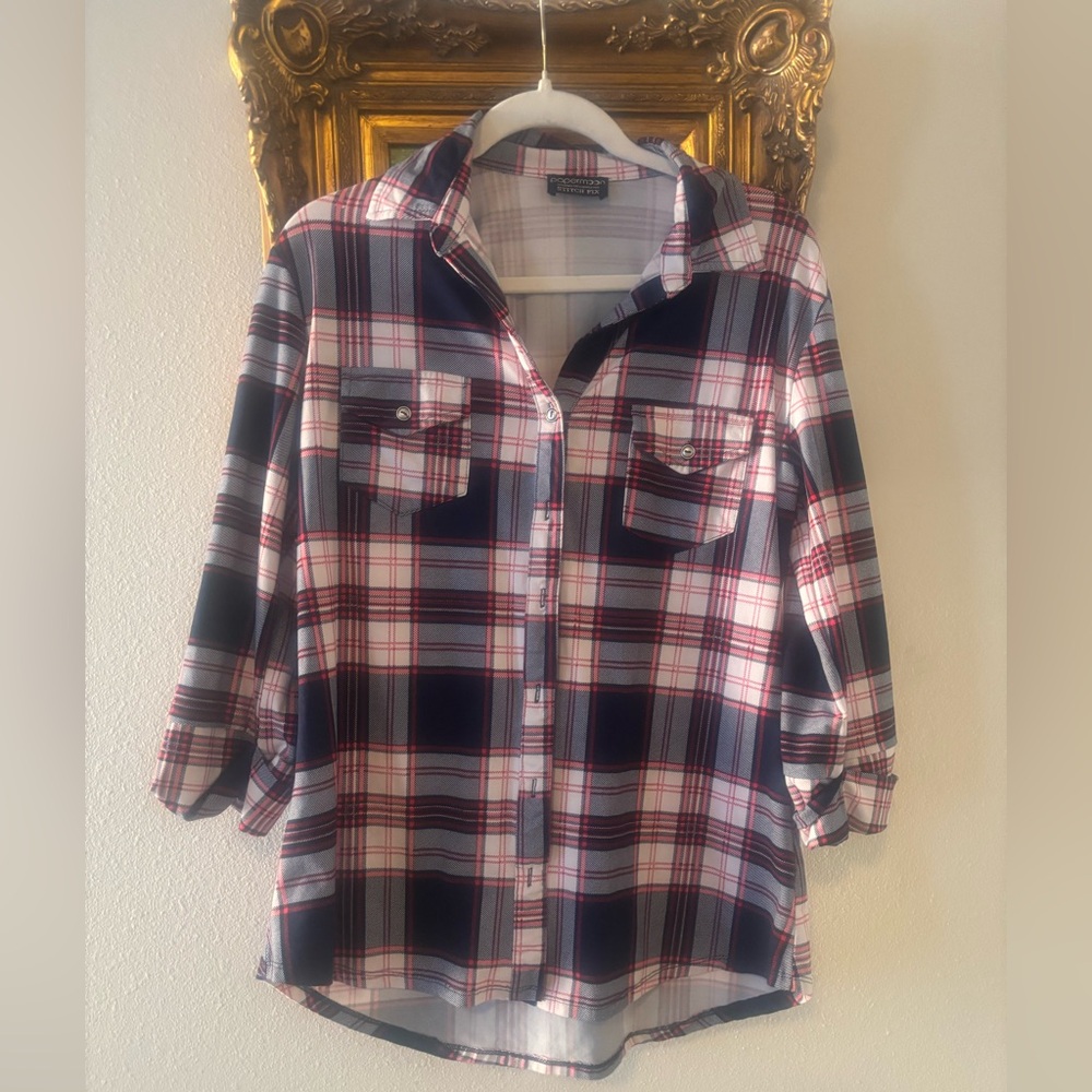 Papermoon Red White Blue Plaid Shirt